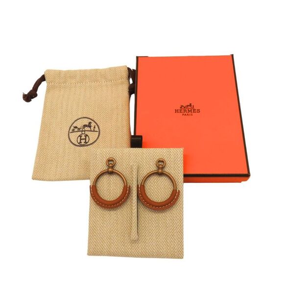 Hermes Loop PM Swift Leather Earrings - Picture 1 of 9